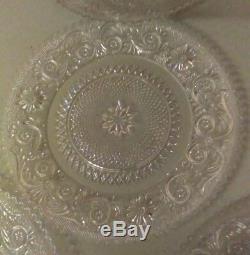 Set of 38 pcs Vintage Antique Clear Glass ETCHED CUT Plates & Tea Cups