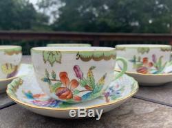 Set of 4 Canton Tea Cups & Saucer #1726 Herend Queen Victoria China VBO Teacup