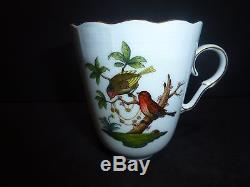 Set of 4 Herend (8 Pieces) Rothschild Bird Trembleuse Tea Cups/Saucers RARE