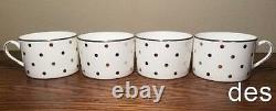Set of 4 KATE SPADE Larabee Road PLATINUM Dot CUPS Teacup Can cup NEW
