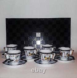 Set of 6 Classic Coffee Tea Cups & Saucers BUTTERFLY Demitasse