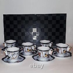 Set of 6 Classic Coffee Tea Cups & Saucers BUTTERFLY Demitasse