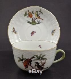 Set of 6 Herend Tea Cups & Saucers, Rothschild Bird, Antique