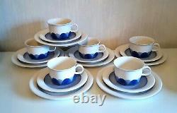 Set of 6 / PUDAS ARCTICA Tea Cups + Saucers + dessert plates ARABIA FINLAND