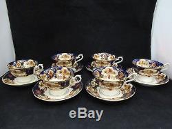 Set of 6 Royal Albert Heirloom Teacup & Saucers Cobalt Blue Gilt Mint