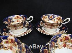 Set of 6 Royal Albert Heirloom Teacup & Saucers Cobalt Blue Gilt Mint