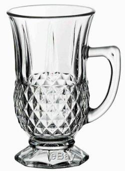 Set of 6 Tea COFFEE CAPPUCCINO LATTE cup CRYSTALGlass with Handle BY PASSA 150ML