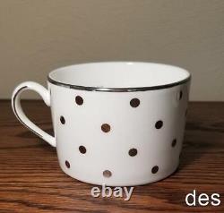 Set of 8 KATE SPADE Larabee Road PLATINUM Dot CUPS Teacup Can cup NEW