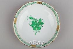 Set of Six Herend Chinese Bouquet Green Tea Cups with Saucers
