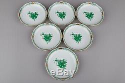 Set of Six Herend Chinese Bouquet Green Tea Cups with Saucers #724/AV
