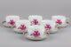 Set of Six Herend Chinese Bouquet Raspberry Tea Cups with Saucers #724/AP