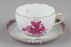 Set of Six Herend Chinese Bouquet Raspberry Tea Cups with Saucers #724/AP