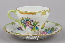 Set of Six Herend Queen Victoria Large Tea Cups with Saucers #1595/VBO