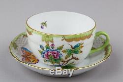 Set of Six Herend Queen Victoria Tea Cups with Saucers II. #1726/VBO