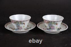 Set tea or wine cup and saucers with famille rose decor, 20th century