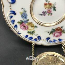Sevres Style Samson Old Paris Hand Painted Flowers & Gold Quatrefoil Teacup Set
