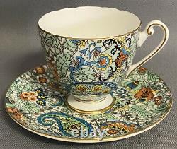 Shelley Bone China Mint Green Bailey's Paisley Ripon Shape Tea Cup & Saucer Set