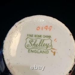 Shelley Cloisonne Chintz Black Crackle Floral Tea Cup & Saucer Sets Cs19