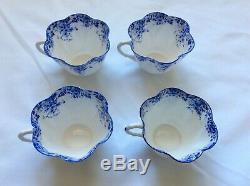 Shelley Dainty Blue Set of 4 Tea Cups Saucers & 8 1/8 Dessert/Salad Plates