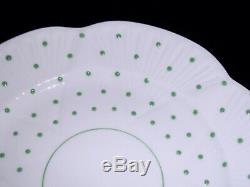 Shelley Dainty Green Polka Dots #13478/g Tea Cup Saucer Plate Trio Great Set