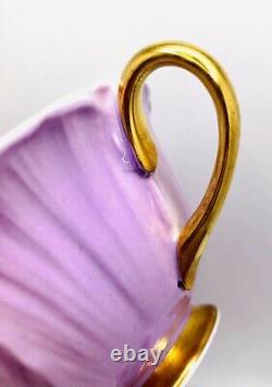 Shelley England Lavender Gold Oleander Stocks Floral Tea Cup & Saucer Set