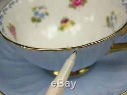Shelley Oleander Roses Pansies Forget-me-nots Footed Tea Cup & Saucer Set (b)