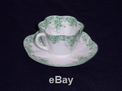 Shelley Very Rare 051/3 Dainty Pastel Apple Green Daisy Tea Cup & Saucer Set
