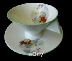 Shelley Vogue Shape Teacup and Saucer Set Vintage Art Deco Rare England Tea Cup