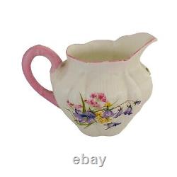 Shelley Wild Flowers Tea Set Pink Rim 18 Pieces Cups Saucers Plates Jug Bowl