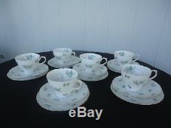 Shelley china tea set 6 trios charm green 13752 tea cup & saucer plate teaset