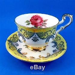 Signed Johnson Yellow and Gold with Antique Rose Paragon Tea Cup and Saucer Set