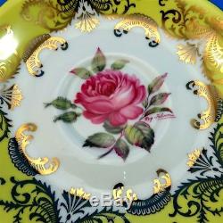 Signed Johnson Yellow and Gold with Antique Rose Paragon Tea Cup and Saucer Set