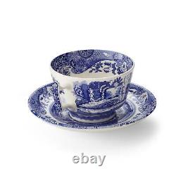 Spode Blue Italian Ceramic Tea Cup & Saucers Set of 4 Blue & White UK Made