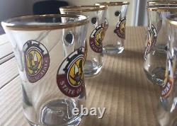 State of Qatar Doha Royal Set of 6 Arabic Tea Cups with Qatar Coat of Arms