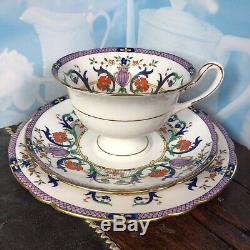 Stunning Antique Art Deco Nouveau Shelley Purple Tea Cup Saucer Plate Trio Set