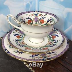Stunning Antique Art Deco Nouveau Shelley Purple Tea Cup Saucer Plate Trio Set