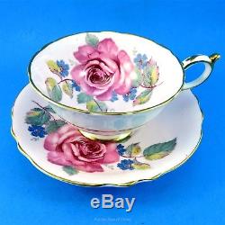 Stunning Huge Rose Bouquet on Pink Background Paragon Tea Cup and Saucer Set