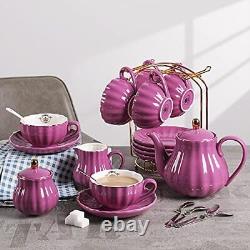 Sweejar Home Porcelain Tea Sets British Royal Series, 225 ml Cups& Saucer