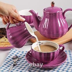 Sweejar Home Porcelain Tea Sets British Royal Series, 225 ml Cups& Saucer