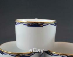 Swid Powell'Swag' Pattern Set of 5 Flat Coffee or Tea Cups Blue & White