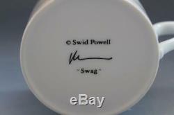 Swid Powell'Swag' Pattern Set of 5 Flat Coffee or Tea Cups Blue & White