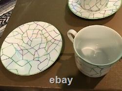 TIFFANY & CO Crackle pattern Demitasse 2 Tea Cups & 2 Saucers vintage RARE