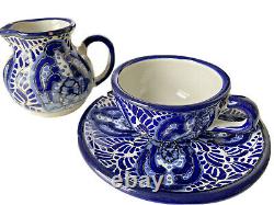 TOMAS TALAVERA HANDCRAFTED IN MEXICO China cup cofee tea saucer Set 9 pieces