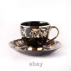 Tableware Gold Black Fine Tea Cup with Saucer Set for Home Office 180 ml UK