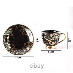 Tableware Gold Black Fine Tea Cup with Saucer Set for Home Office 180 ml UK