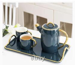 Tea And Coffee Moka Pot Luxury Ceramic Set 1 Teapot 6 Cups 1 Tray