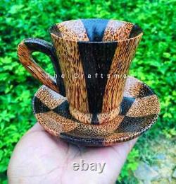 Tea Coffee Cup Set Made From Real Reclaimed Coconut+ jaggery palm Wood Natural