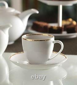 Tea Coffee Cups Saucer Set White Bone China Dotted 12 Pcs, 9 x 5 x 9 Centimeter