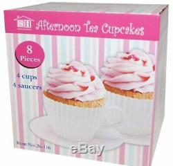 Tea Cup Cupcake Decoration Molds Bake And Serve Case Party x 2 Sets in White