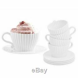 Tea Cup Cupcake Decoration Molds Bake And Serve Case Party x 2 Sets in White